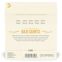 D'Addario EJS85 Bajo Quinto Stainless Steel Strings