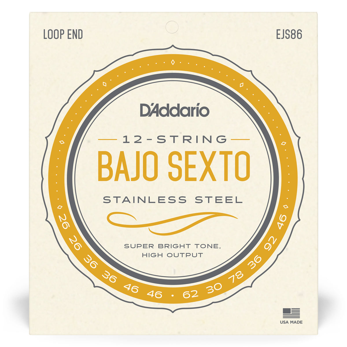 D'Addario EJS86 Bajo Sexto Stainless Steel Strings