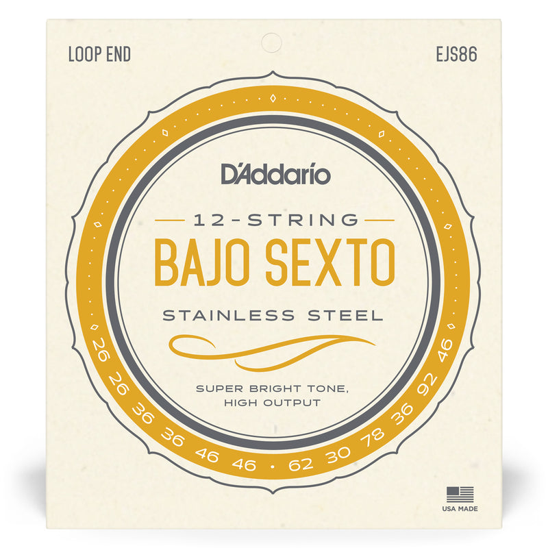 D'Addario EJS86 Bajo Sexto Stainless Steel Strings