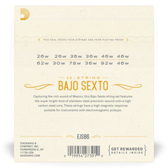 D'Addario EJS86 Bajo Sexto Stainless Steel Strings