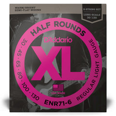 D'Addario ENR71-6 Half Round Bass Guitar Strings, Regular Light, 30-130, Long Scale