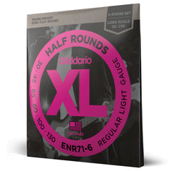 D'Addario ENR71-6 Half Round Bass Guitar Strings, Regular Light, 30-130, Long Scale