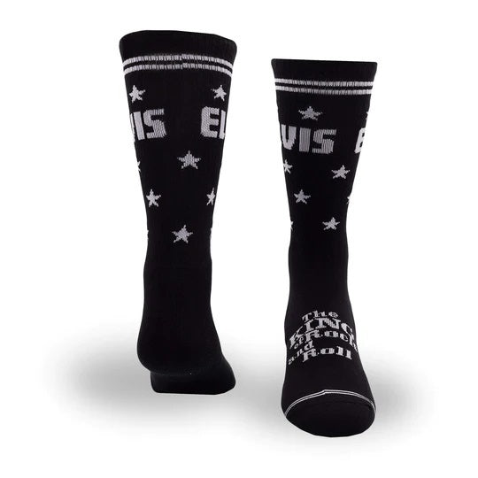 Perris Licensed ELVIS "The King" Large Crew Socks in Black (1-Pair)