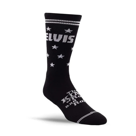 Perris Licensed ELVIS "The King" Large Crew Socks in Black (1-Pair)