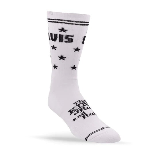 Perris Licensed ELVIS "The King" Large Crew Socks in White (1-Pair)