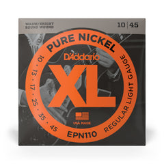 D'Addario EPN110 Pure Nickel Electric Guitar Strings, Regular Light, 10-45