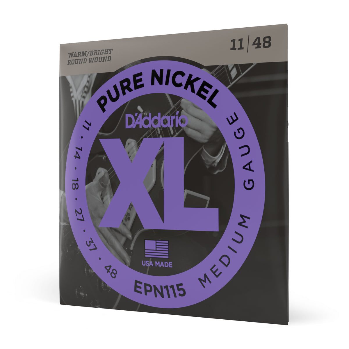 D'Addario EPN115 Pure Nickel Electric Guitar Strings, Blues/Jazz Rock, 11-48
