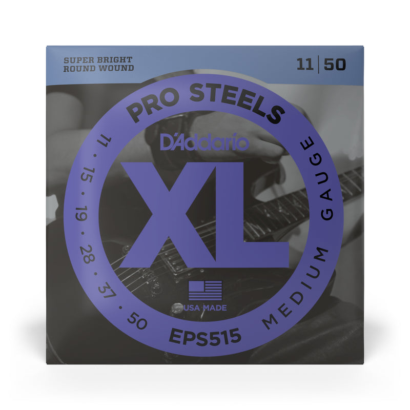 D'Addario EPS515 ProSteels Electric Guitar Strings, Medium, 11-50