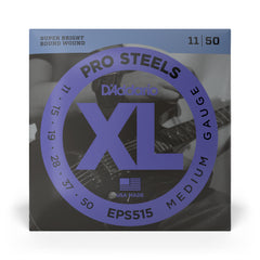 D'Addario EPS515 ProSteels Electric Guitar Strings, Medium, 11-50