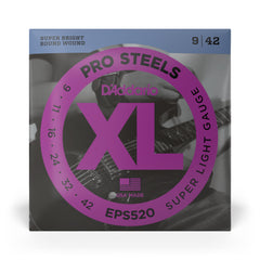 D'Addario EPS520 ProSteels Electric Guitar Strings, Super Light, 09-42