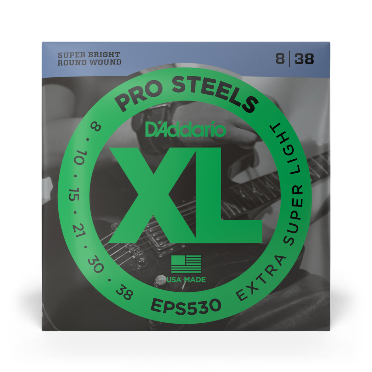 D'Addario EPS530 ProSteels Electric Guitar Strings, Extra-Super Light, 08-38