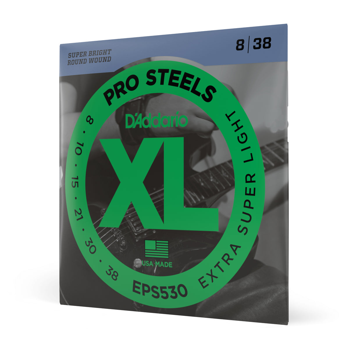 D'Addario EPS530 ProSteels Electric Guitar Strings, Extra-Super Light, 08-38