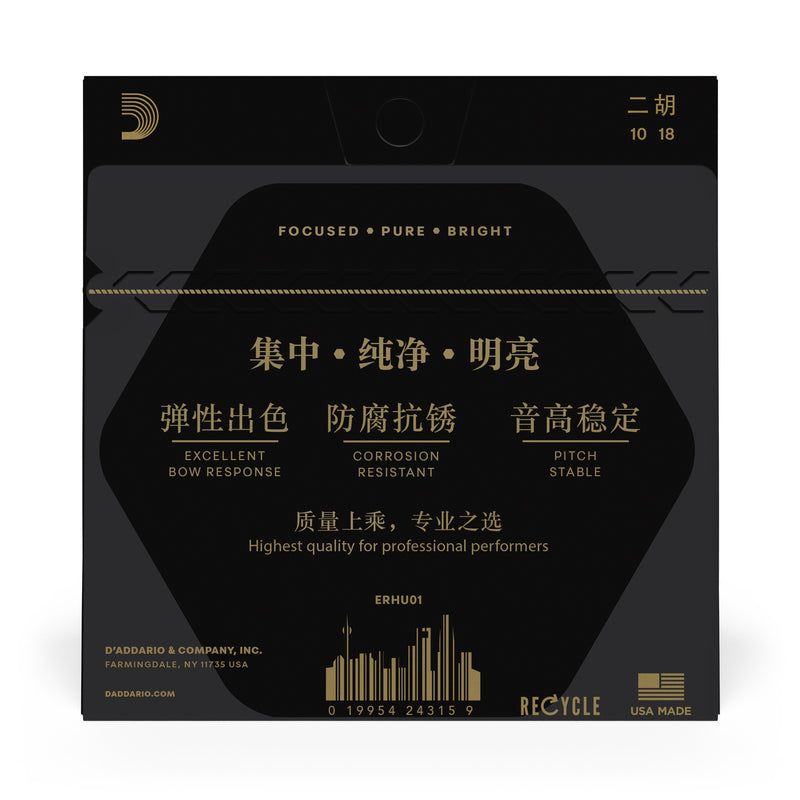 D'Addario ERHU01 Erhu Strings, Medium Tension, 10-18