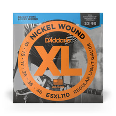 D'Addario ESXL110 Nickel Wound Electric Guitar Strings, Regular Light, Double Ball End, 10-46