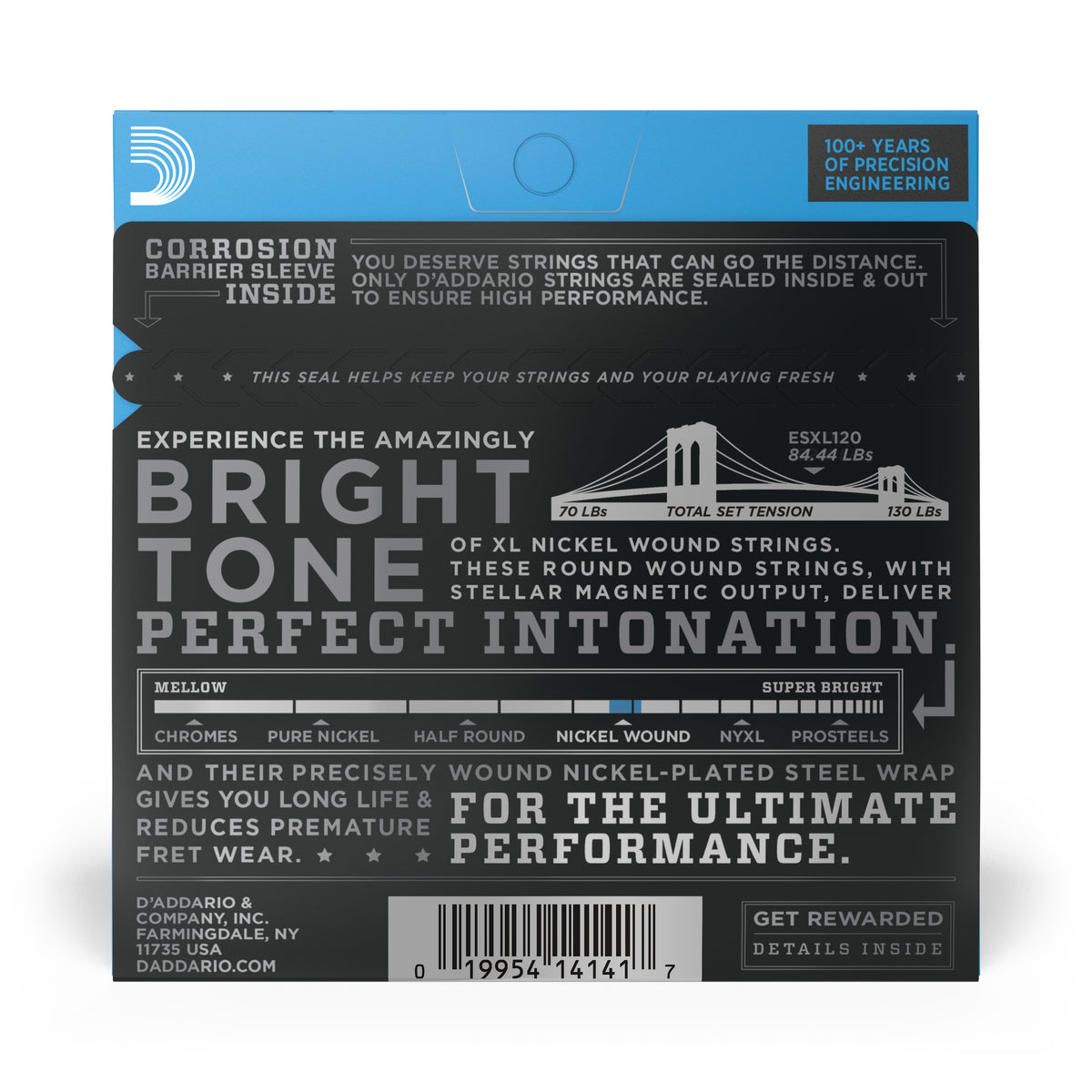 D'Addario ESXL120 Nickel Wound Electric Guitar Strings, Super Light, Double Ball End, 09-42