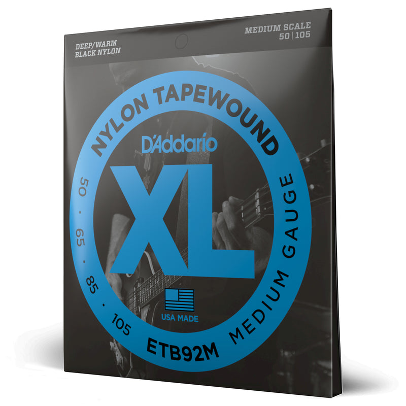 D'Addario ETB92M Tapewound Bass Guitar Strings, Medium, 50-105, Medium Scale