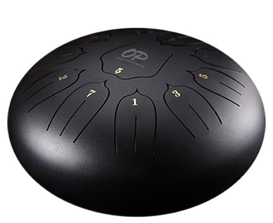 Opus Percussion 12" Metal 11-Note Lotus Carves Style Tongue Drum in Black