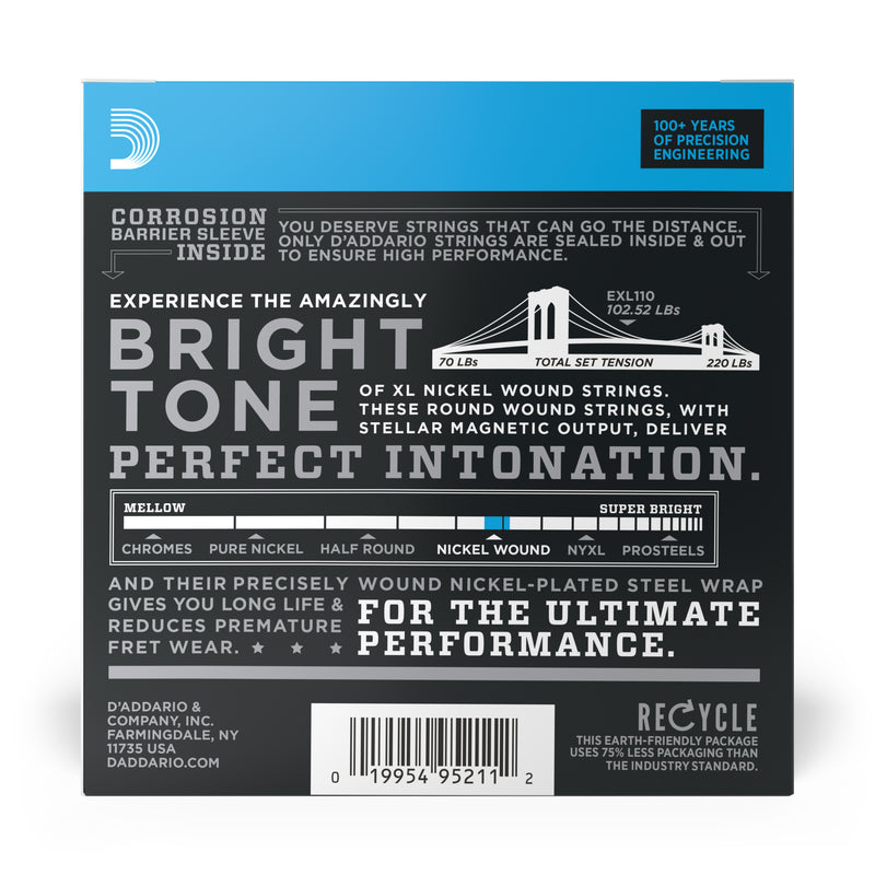 D'Addario EXL110-10P Nickel Wound Electric Guitar Strings, Regular Light, 10-46, 10 Sets