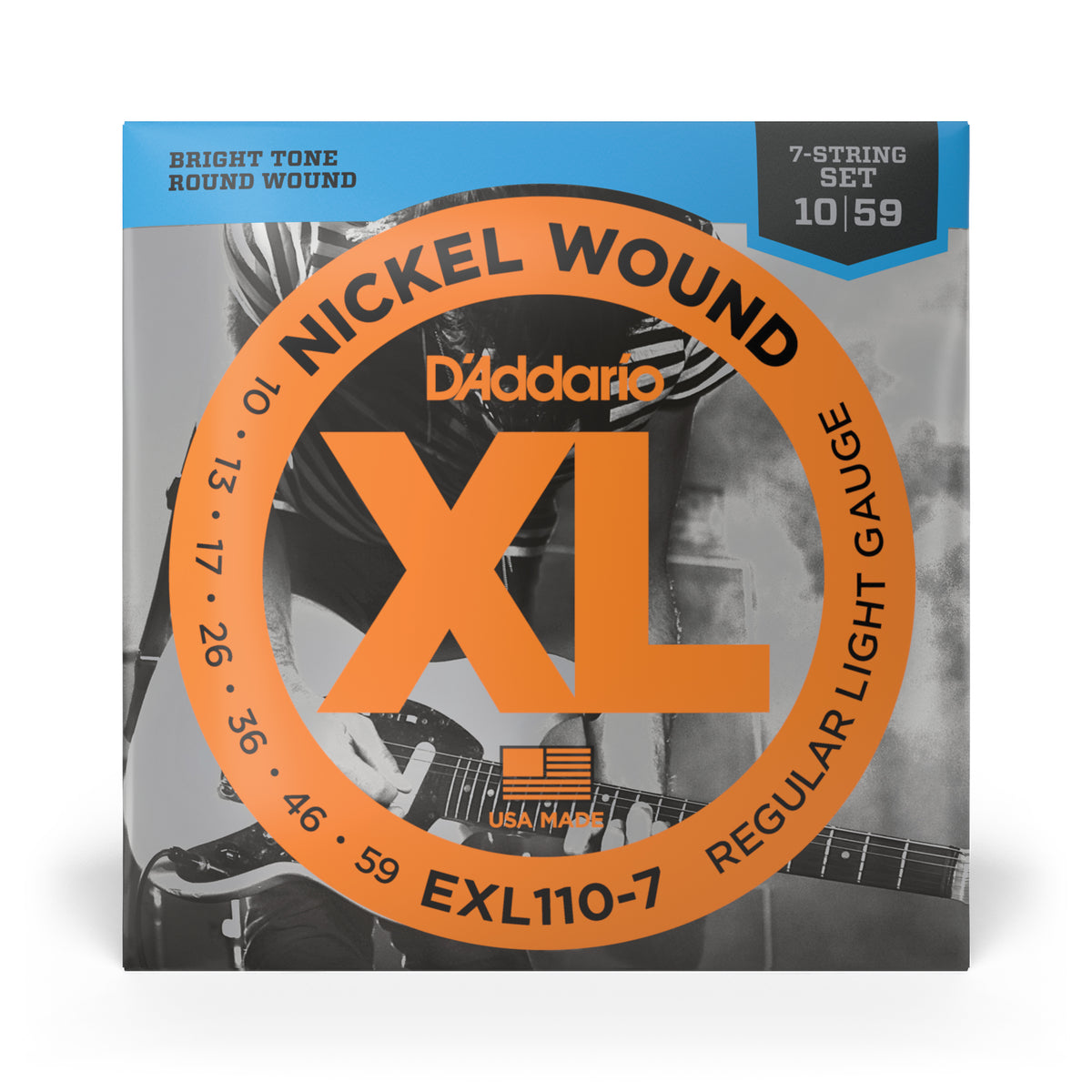 D'Addario EXL110-7 7-String Nickel Wound Electric Guitar Strings, Regular  Light, 10-59