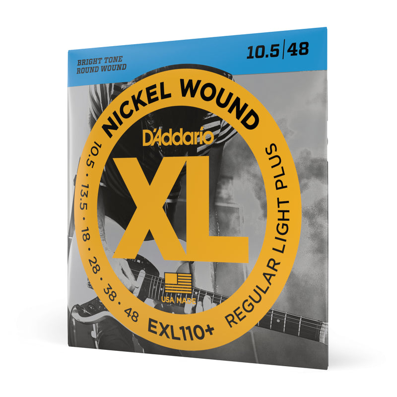 D'Addario EXL110+ Nickel Wound Electric Guitar Strings, Regular Light Plus, 10.5-48