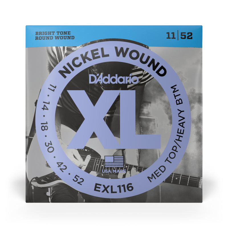 D'Addario EXL116 Nickel Wound Electric Guitar Strings, Medium Top/Heavy Bottom, 11-52