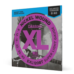 D'Addario EXL120BT Nickel Wound Electric Guitar Strings, Balanced Tension Super Light, 09-40