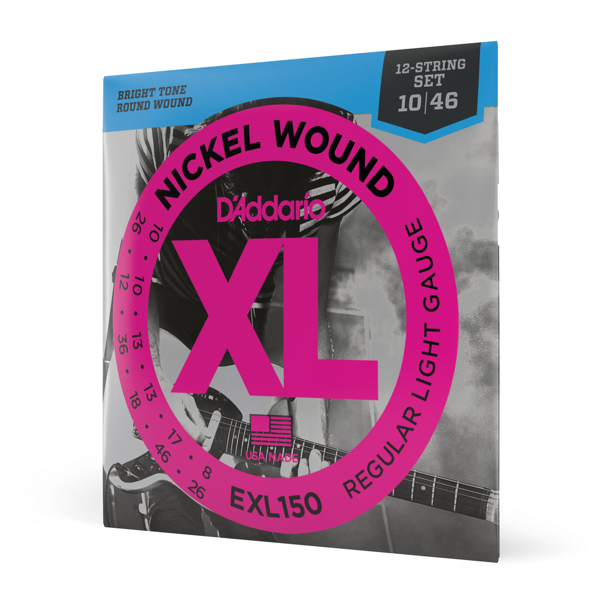 D'Addario EXL150 Nickel Wound Electric Guitar Strings, 12-String, Regular Light, 10-46