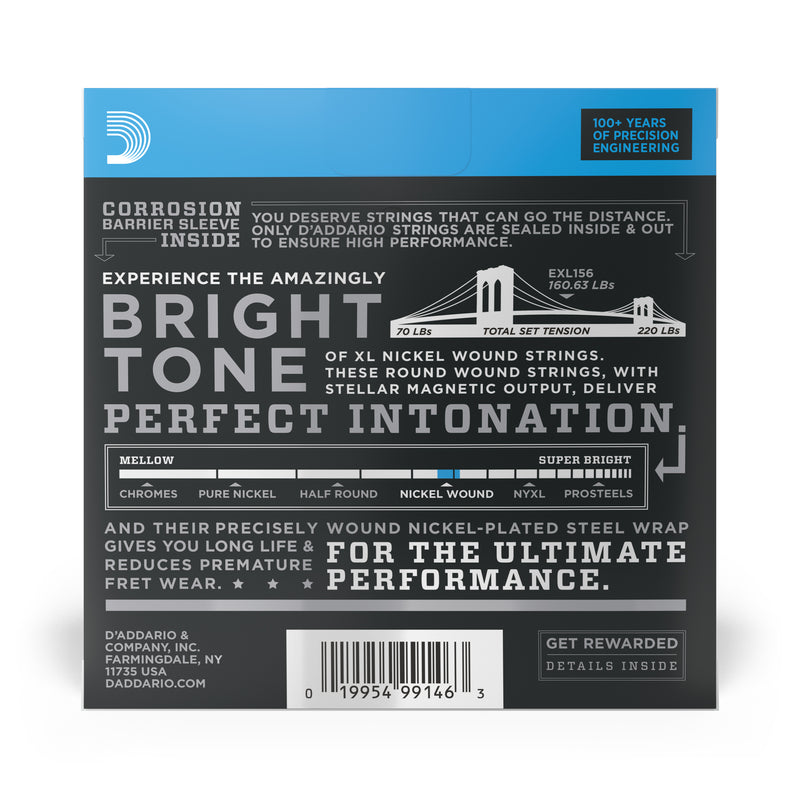 D'Addario EXL156 Nickel Wound Electric Guitar/Nickel Wound Bass Strings, Fender Nickel Wound Bass VI, 24-84