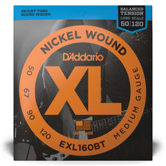 D'Addario EXL160BT Nickel Wound Bass Guitar Strings, Balanced Tension Medium, 50-120, Long Scale