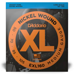 D'Addario EXL160 Nickel Wound Bass Guitar Strings, Medium, 50-105, Long Scale