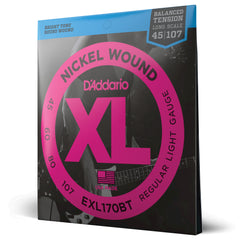 D'Addario EXL170BT Nickel Wound Bass Guitar Strings, Balanced Tension Regular Light, 45-107, Long Scale