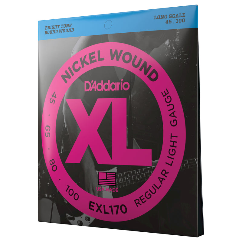 D'Addario EXL170 Nickel Wound Bass Guitar Strings, Light, 45-100, Long Scale