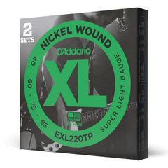 D'Addario EXL220TP Nickel Wound Bass Guitar Strings, Super Light, 40-95, 2 Sets, Long Scale