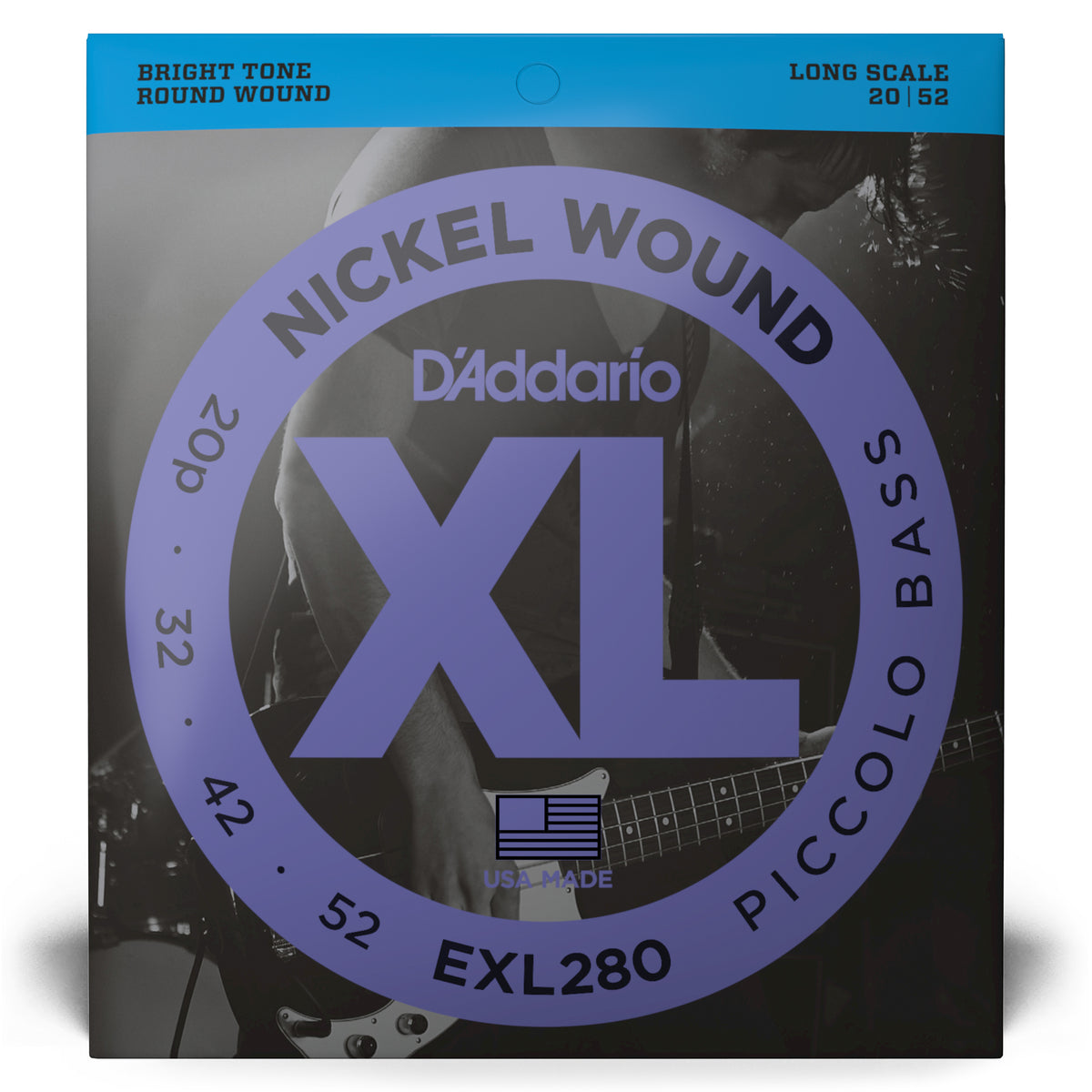 D'Addario EXL280 Nickel Wound Piccolo Bass Strings, 20-52, Long Scale
