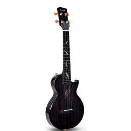 Enya Feather Solid Mahogany Tenor Ukulele with AcousticPlus Pickup - Black