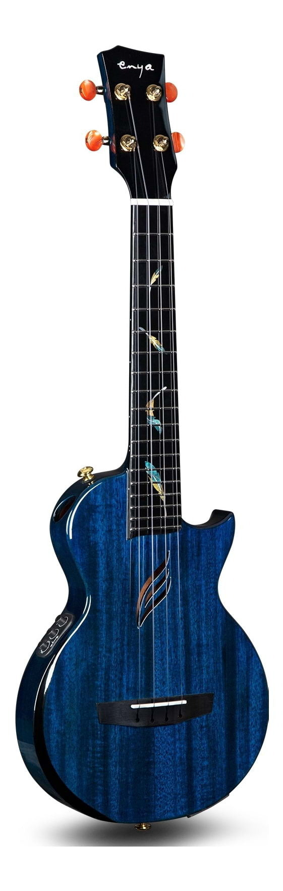 Enya Feather Solid Mahogany Tenor Ukulele with AcousticPlus Pickup - Blue