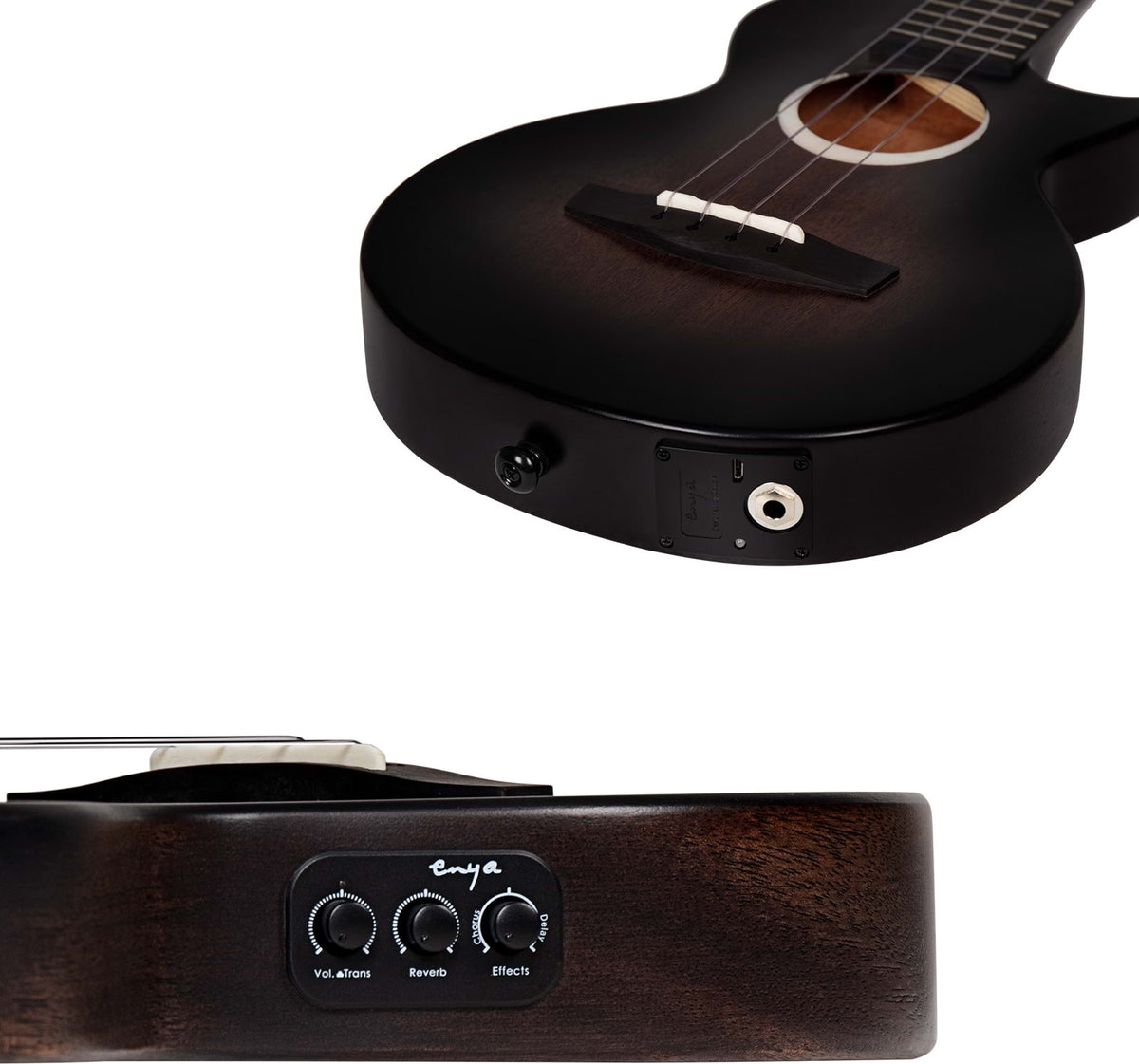 Enya Taimane Moon Tenor 4-String Ukulele with AcousticPlus Pickup - Black