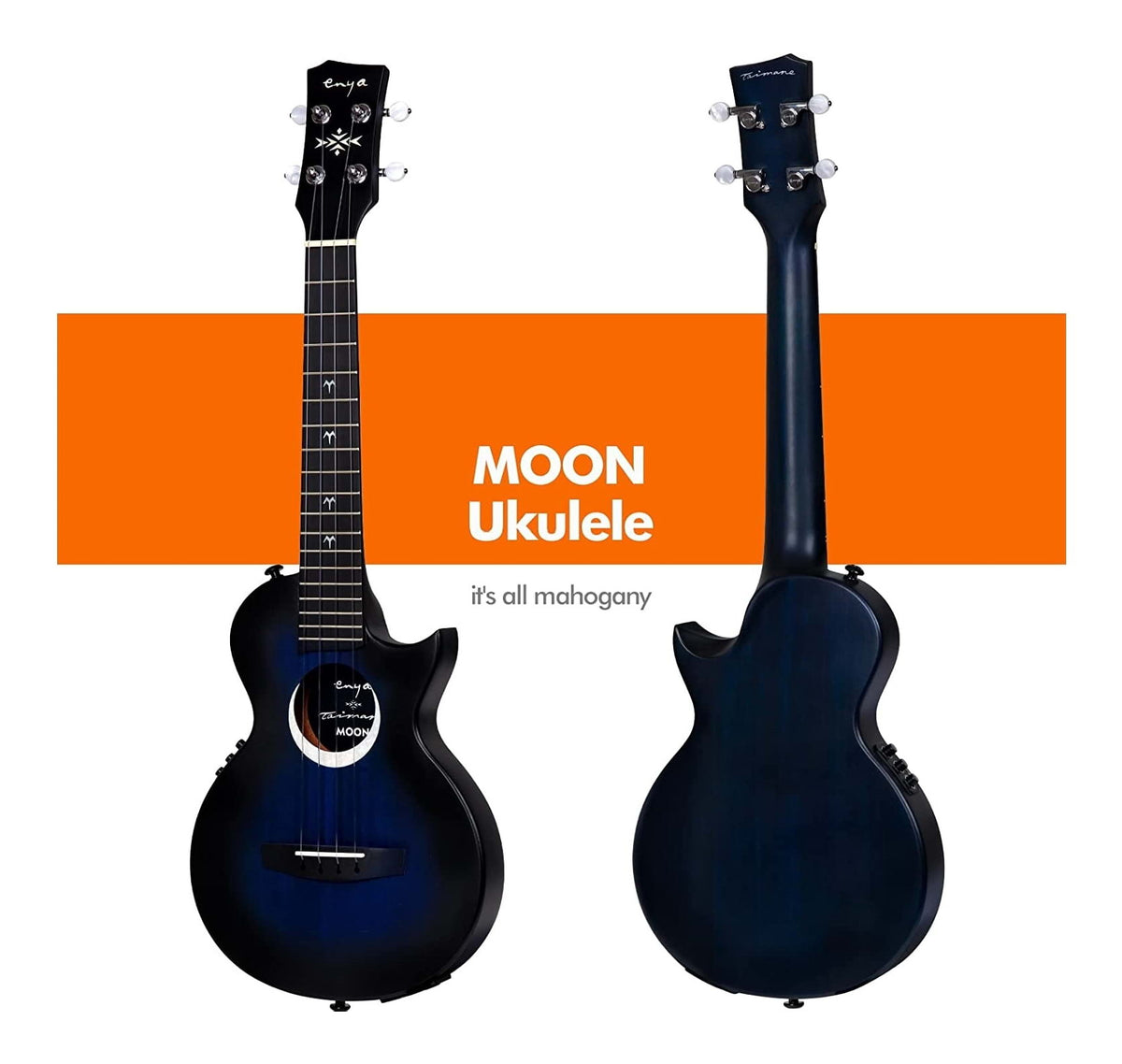 Enya Taimane Moon Tenor 4-String Ukulele with AcousticPlus Pickup - Blue