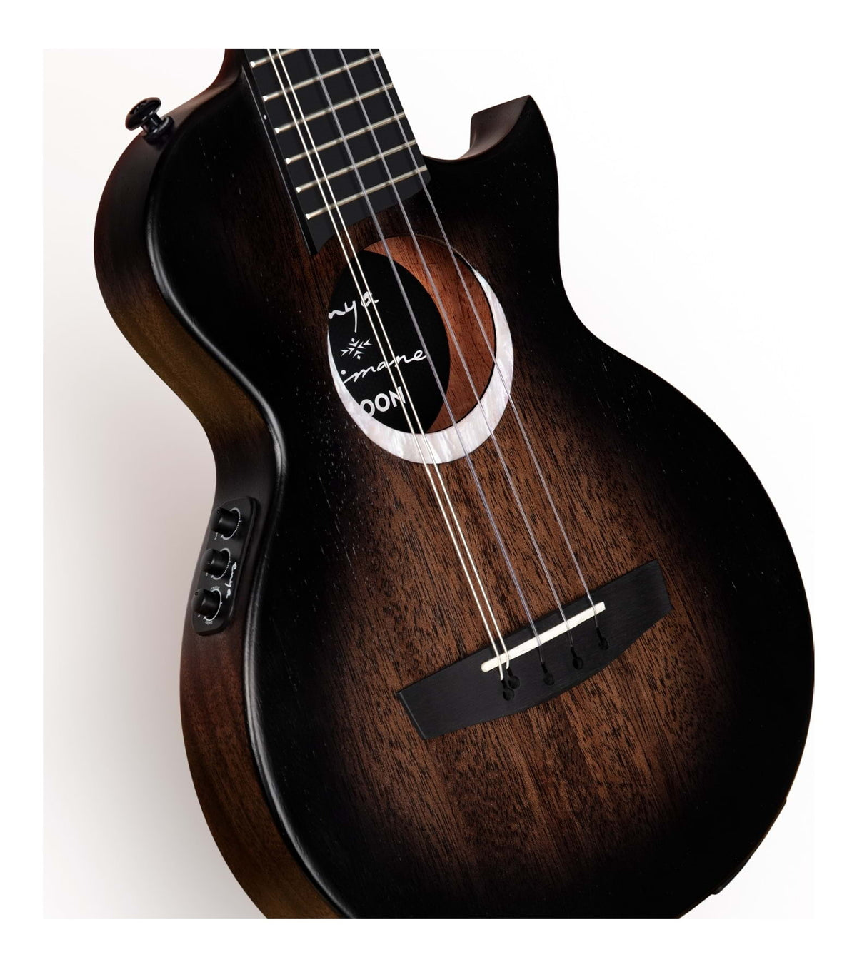 Enya Taimane Moon Tenor 5-String Ukulele with AcousticPlus Pickup - Black
