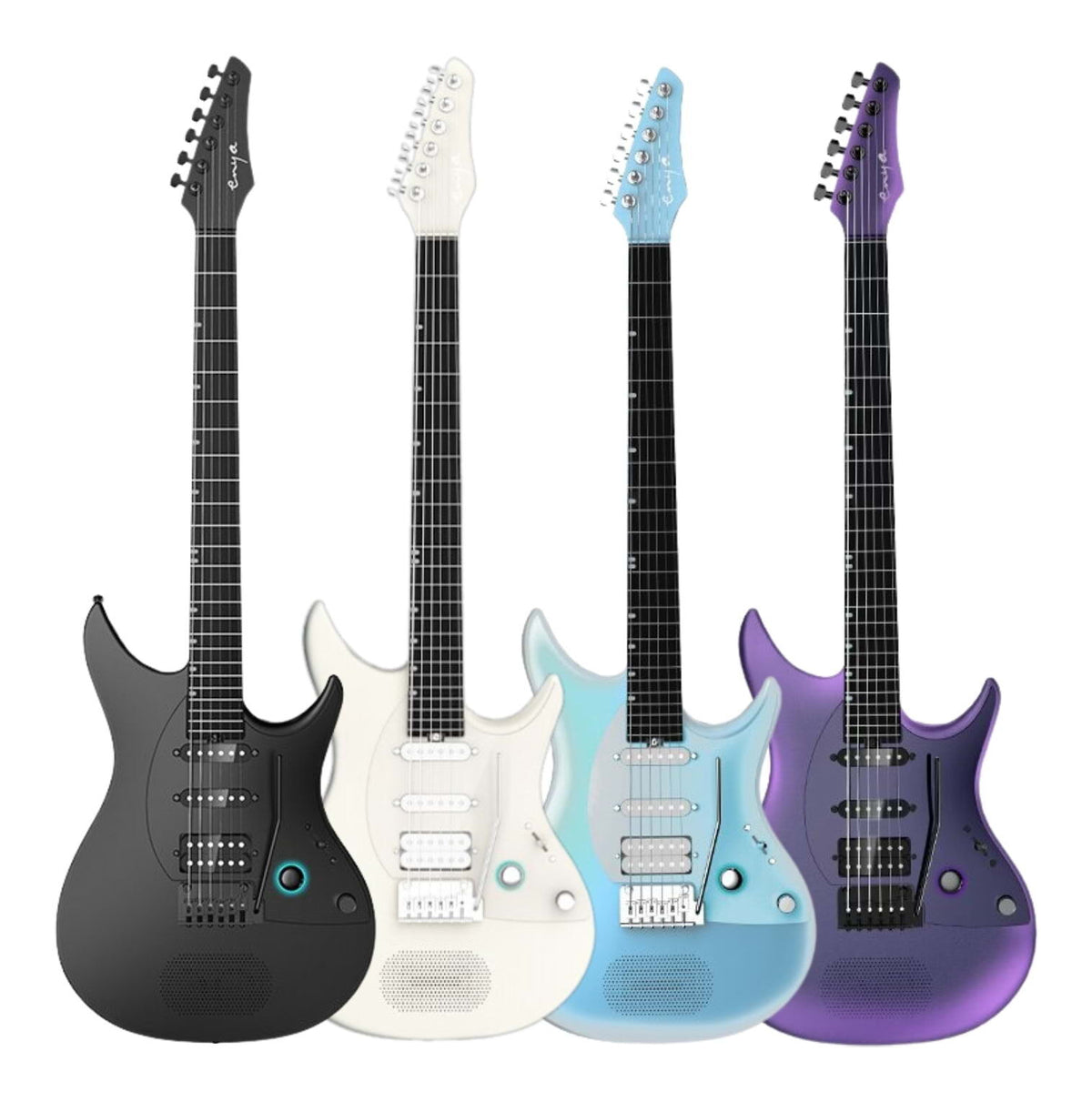 Enya Inspire Smart Carbon Fibre Super Strat Electric Guitar - Black