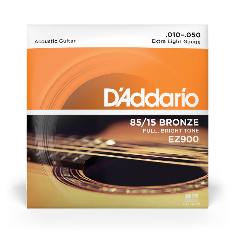 D'Addario EZ900 85/15 Bronze Acoustic Guitar Strings, Extra Light, 10-50