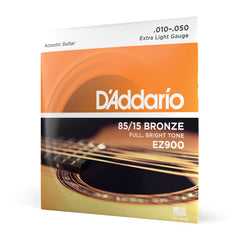 D'Addario EZ900 85/15 Bronze Acoustic Guitar Strings, Extra Light, 10-50