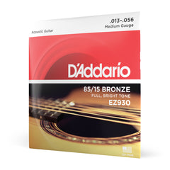 D'Addario EZ930 85/15 Bronze Acoustic Guitar Strings, Medium, 13-56