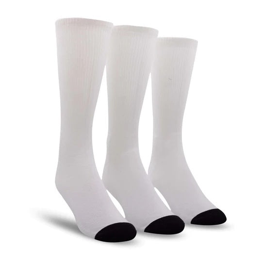 Perris Licensed FENDER "Exploded Logo" Large Crew Socks in White (3-Pair)