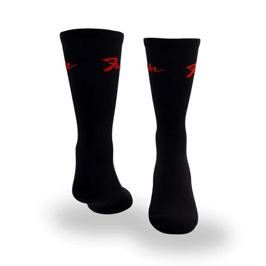 Perris Licensed FENDER "Classic" Large Crew Socks in Black (3-Pair)