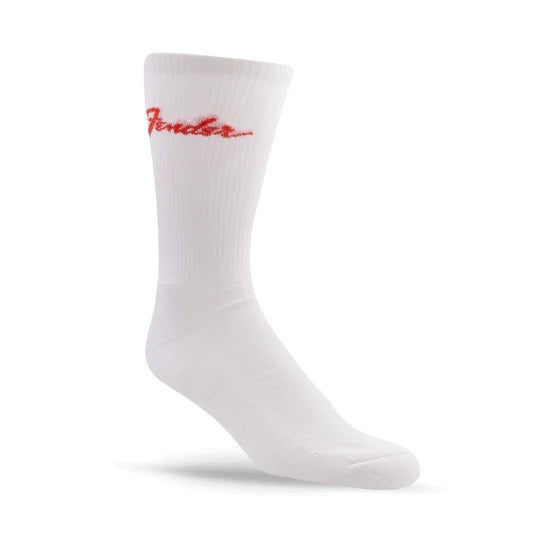 Perris Licensed FENDER "Classic" Large Crew Socks in White (3-Pair)