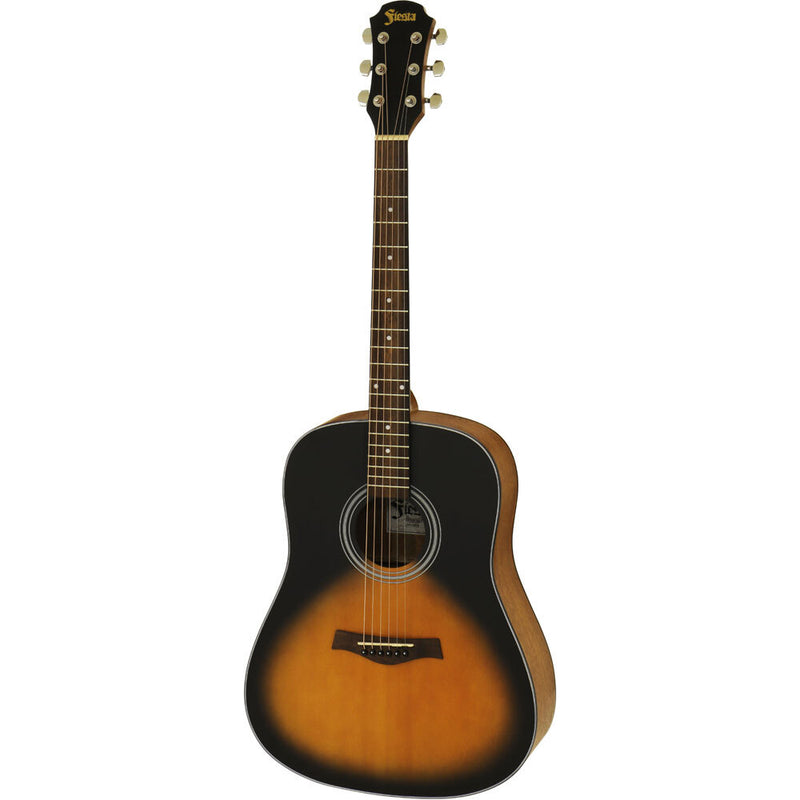 Aria Fiesta Series Dreadnought Acoustic Guitar in Tobacco Sunburst Matte Finish