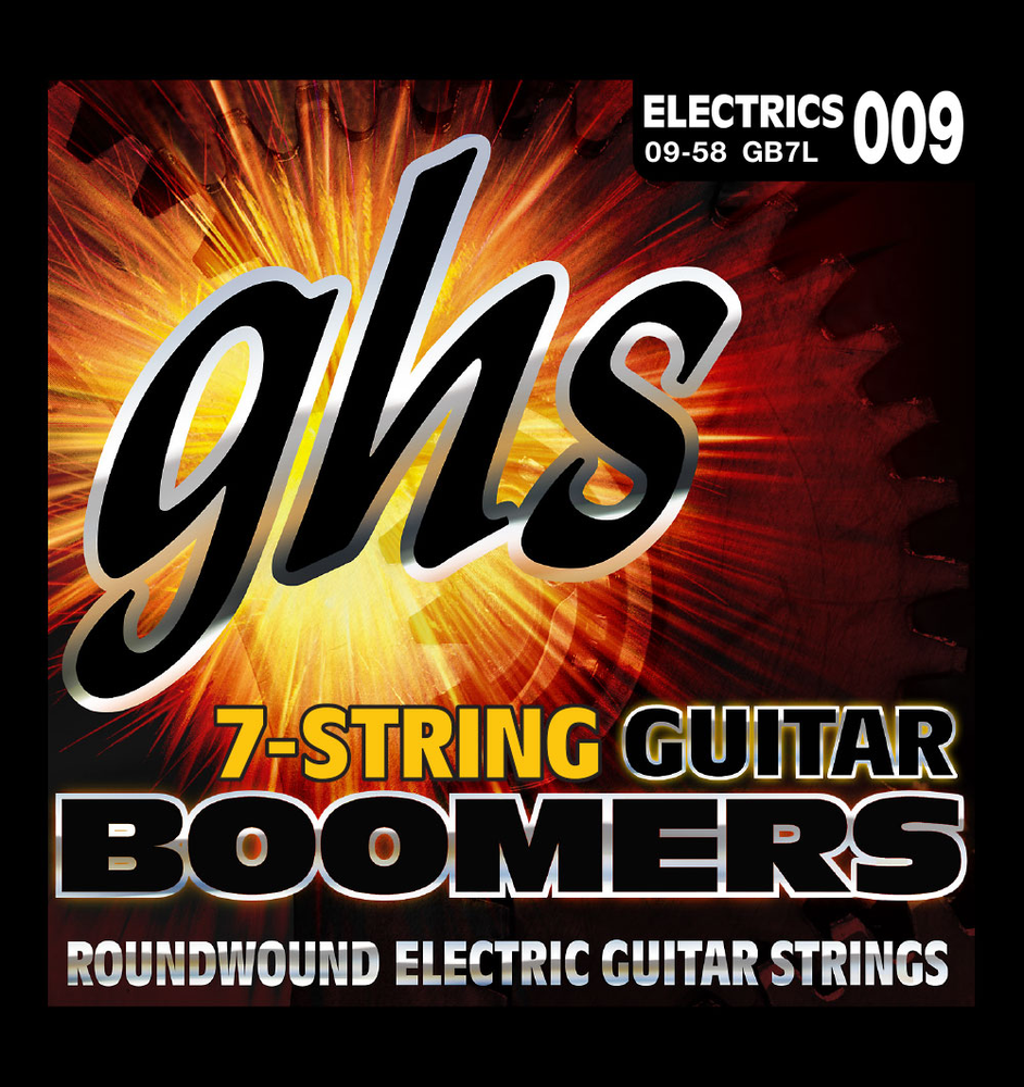 GHS Strings GB7L 7-String Guitar Boomers®- Nickel-Plated Electric Guitar Strings- Extra Light (.009-.058)