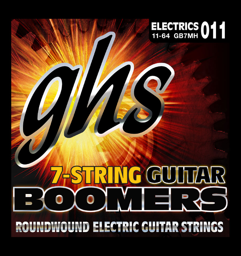 GHS Strings GB7MH 7-String Guitar Boomers®- Nickel-Plated Electric Guitar Strings- Medium Heavy (.011-.064)