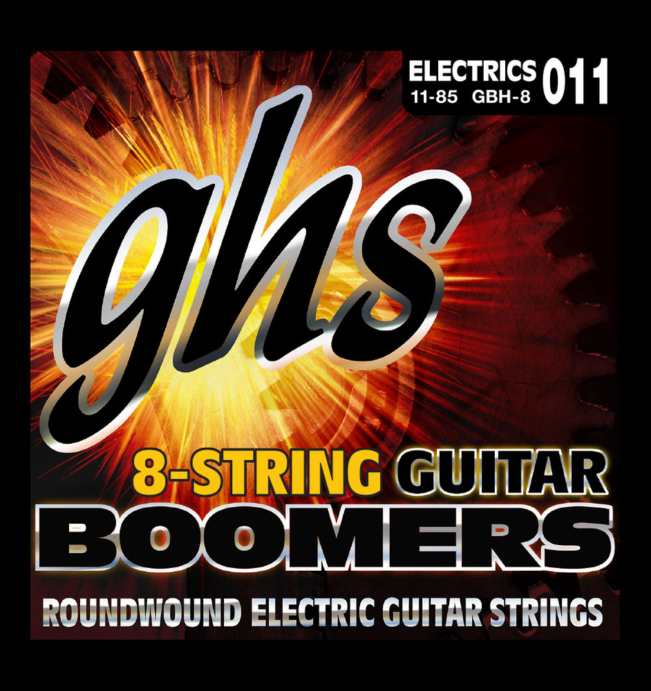 GHS Strings GBH-8- 8-String Guitar Boomers®- Nickel-Plated Electric Guitar Strings- Heavy (.011-.085)